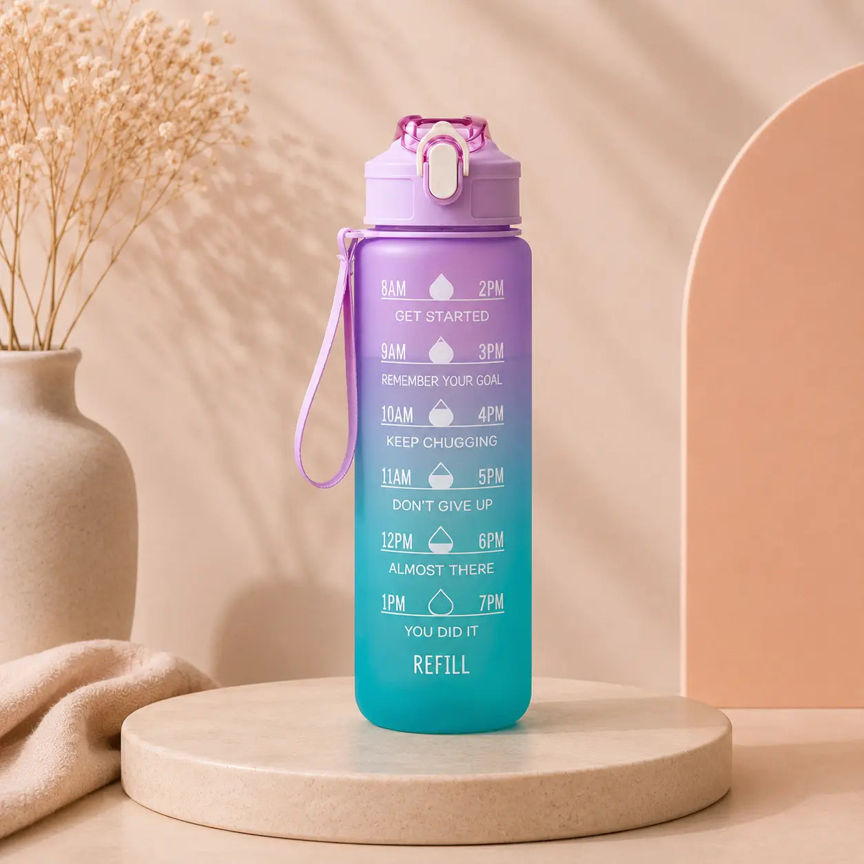 Motivational Water Bottle 900ML – Portable Leakproof Sports Water Cup with Time Marker Wiio