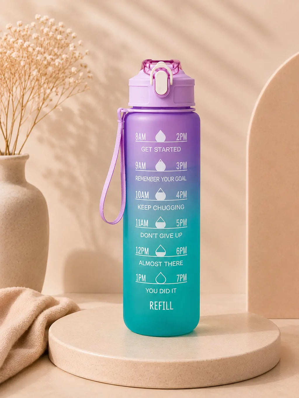 Motivational Water Bottle 900ML – Portable Leakproof Sports Water Cup with Time Marker Wiio