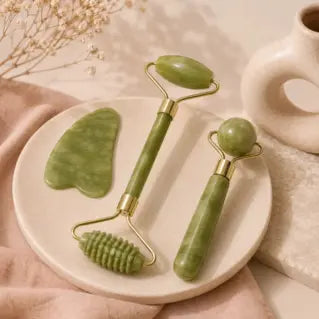 Jade Roller and Gua Sha Set – Facial Massage Tool for Lifting and Skin Care Wiio