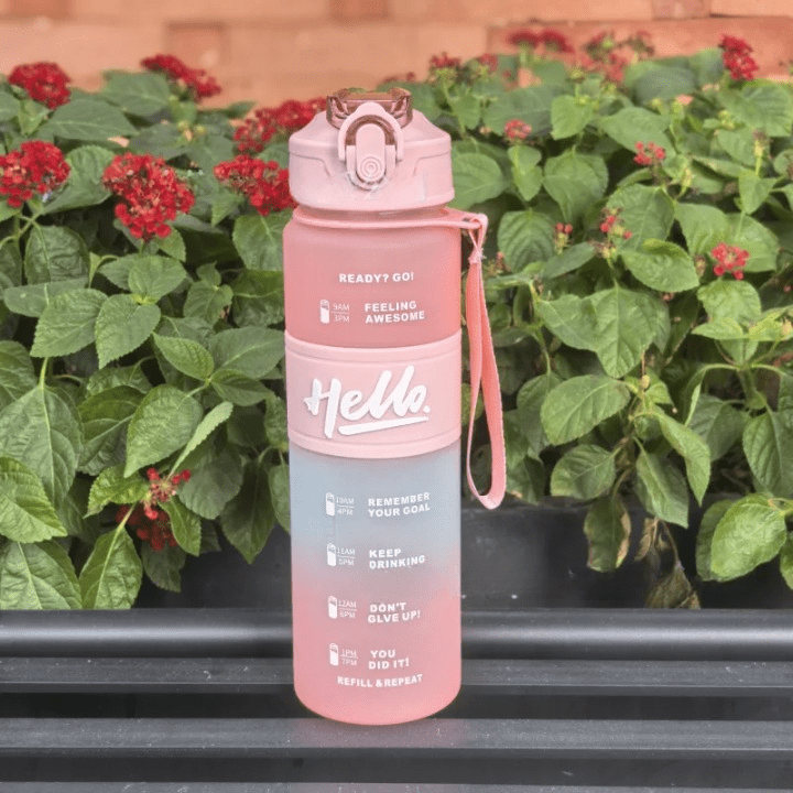 Gradient Space Water Bottle 800ML – Portable Sports Cup with Straw & Strap - Water Bottles - Beauty and Yoga