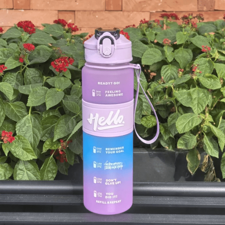 Gradient Space Water Bottle 800ML – Portable Sports Cup with Straw & Strap - Water Bottles - Beauty and Yoga