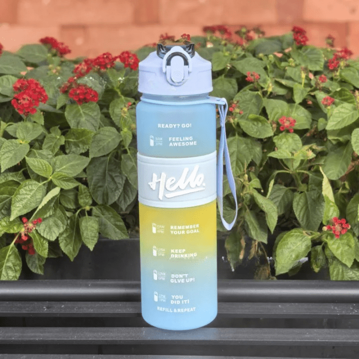 Gradient Space Water Bottle 800ML – Portable Sports Cup with Straw & Strap - Water Bottles - Beauty and Yoga