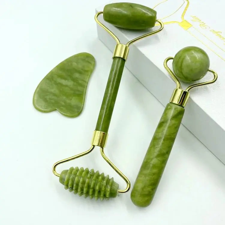 Jade Roller and Gua Sha Set – Facial Massage Tool for Lifting & Skin Car.