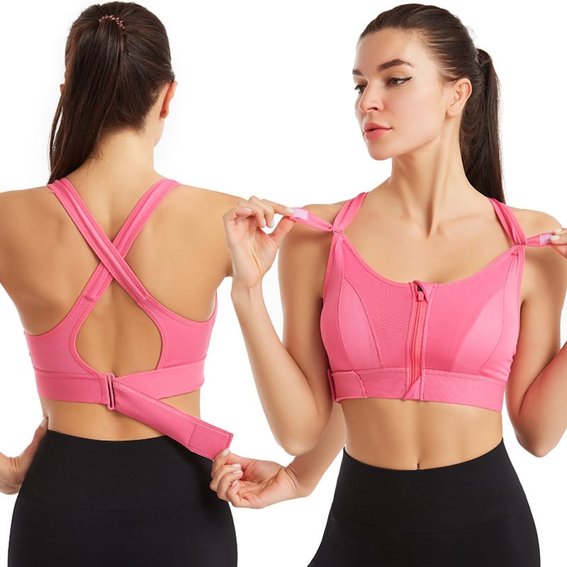Women's Front Zip Sports Bra – Shockproof Yoga & Fitness Bra - Women's Activewear - Beauty and Yoga