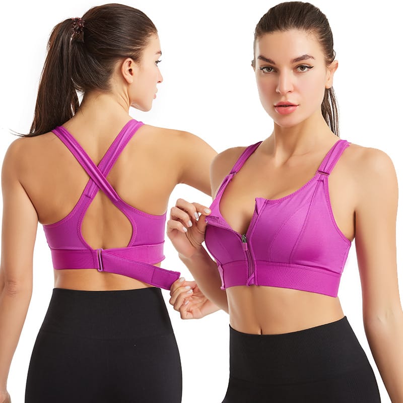 Women's Front Zip Sports Bra – Shockproof Yoga & Fitness Bra - Women's Activewear - Beauty and Yoga