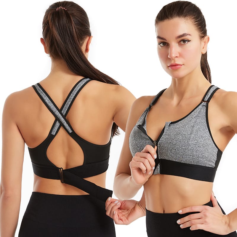 Women's Front Zip Sports Bra – Shockproof Yoga & Fitness Bra - Women's Activewear - Beauty and Yoga